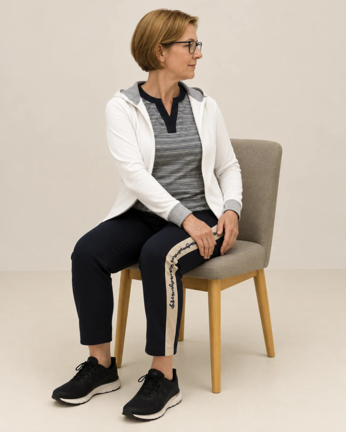 Seated trunk rotations: rotate gently.